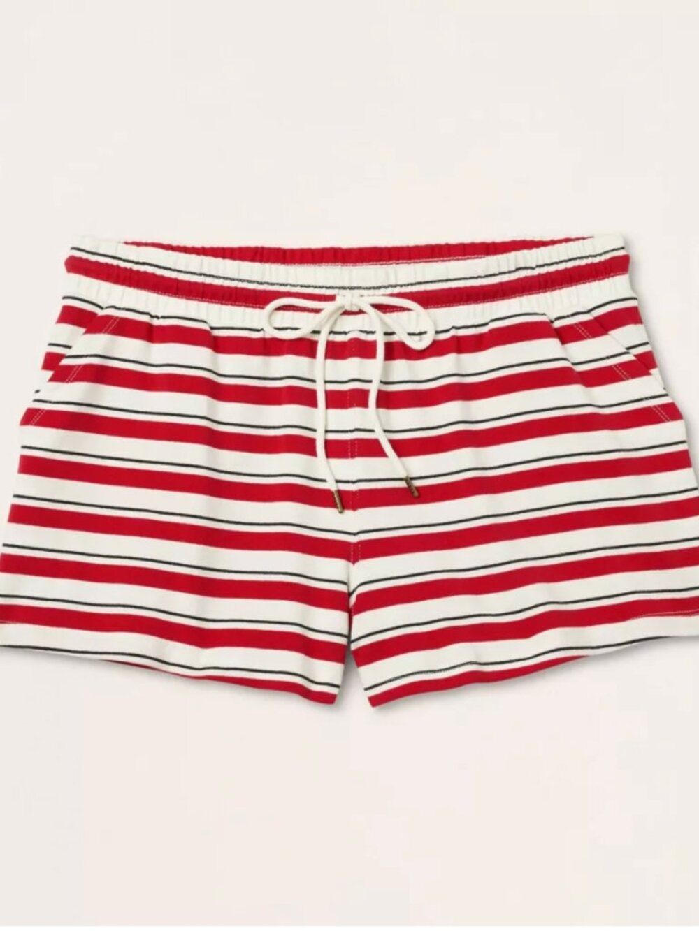 Women's High-Rise Drawstring Knit Pull-On Shorts - Parke x Target Red/Navy Strip